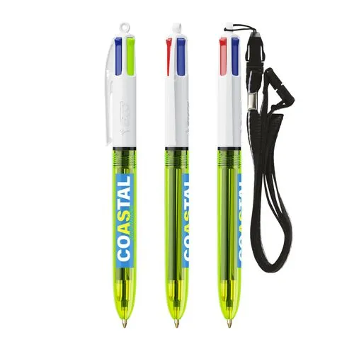 BIC® 4 Couleurs Fluo Bille + lanyard 2 BIC® 4 Couleurs Fluo Bille + lanyard