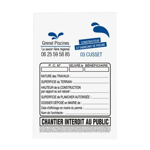 PANNEAU CHANTIER 80X120 CM 3MM