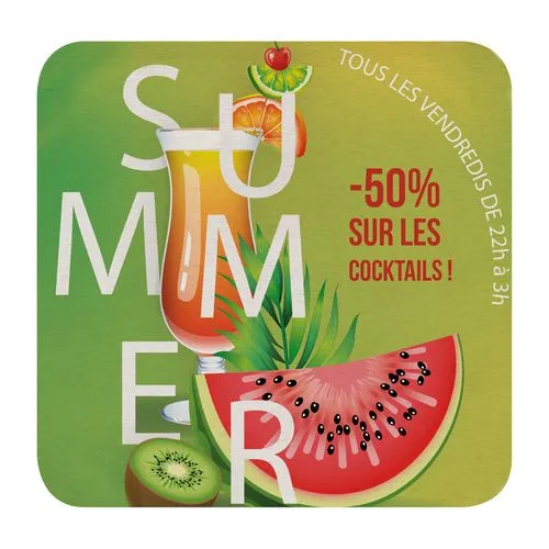 SOUS-VERRE CARRE 9,3 CM 2FACES