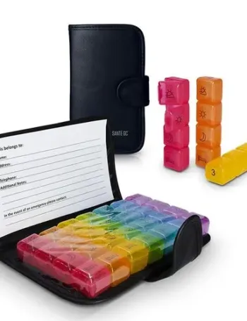 PILULIER HEBDOMADAIRE AVEC ETUI SIMILI CUIR