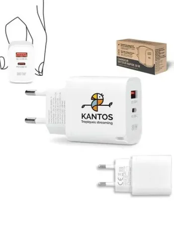 CHARGEUR SECTEUR RAPIDE 30 W SORTIES USB QC & TYPE-C PD