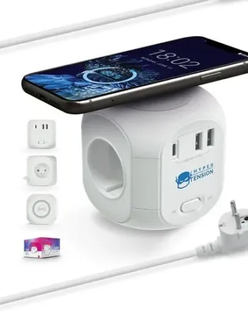 MULTIPRISE CUBE AVEC CHARGEUR PAR INDUCTION ET RALLONGE