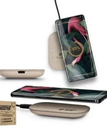 CHARGEUR PAR INDUCTION RAPIDE 15W EN MATIERE RPET ET CHANVRE