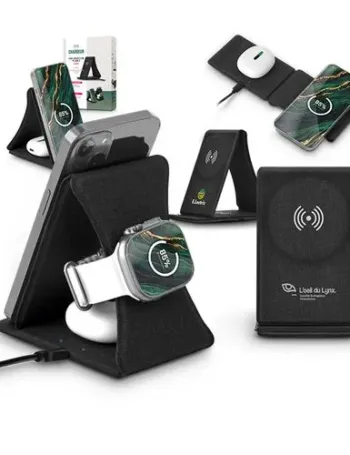 CHARGEUR INDUCTION 3 EN 1 ET SUPPORT PLIABLE EN rPET