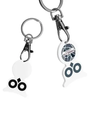 PORTE-CLE MOUSQUETON AVEC JETON FORME HIBOU