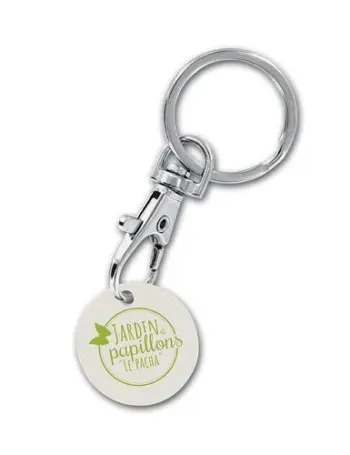 PORTE-CLE MOUSQUETON METAL AVEC JETON EN BIO-COMPOSITE BIOPLAST(r)