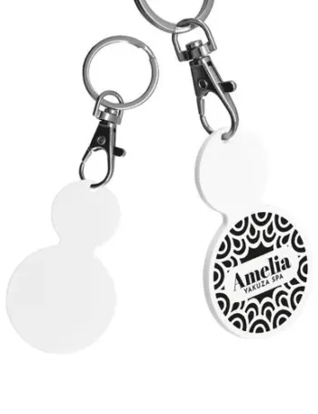 PORTE-CLE MOUSQUETON AVEC JETON FORME ROND Ø35