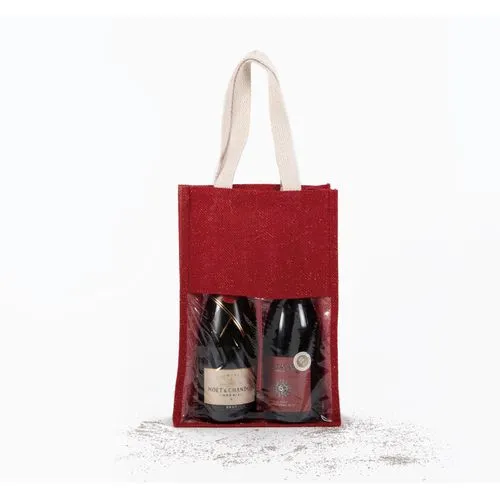 Sac porte-bouteilles en jute doré 1 Sac porte-bouteilles en jute