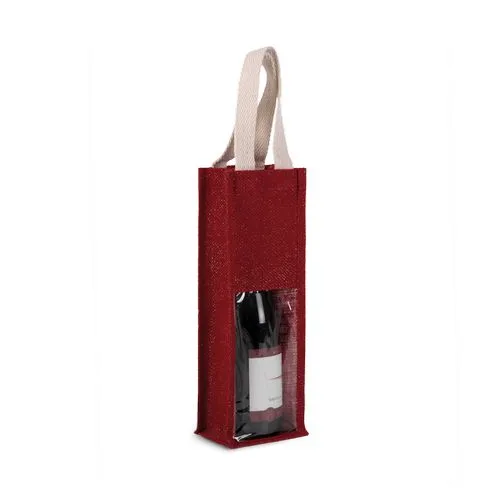 Sac porte-bouteille en jute doré 2 Sac porte-bouteille en jute