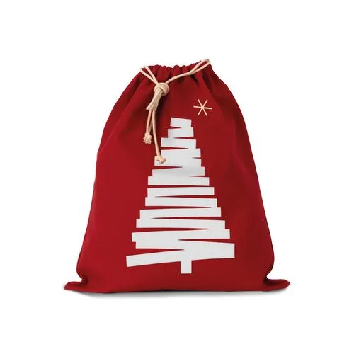 Sac coton à cordon motif sapin