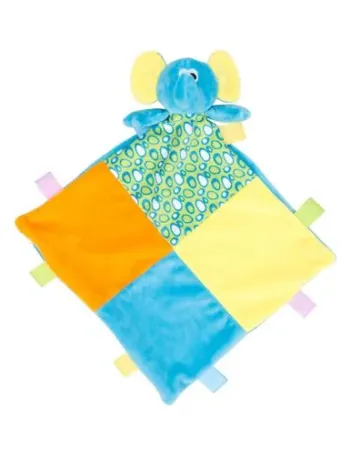 Doudou plat multicolore éléphant