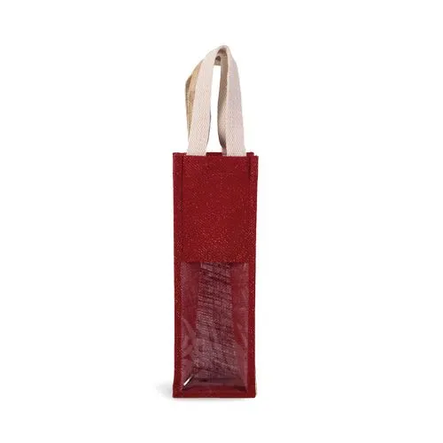 Sac porte-bouteille en jute doré 1 Sac porte-bouteille en jute