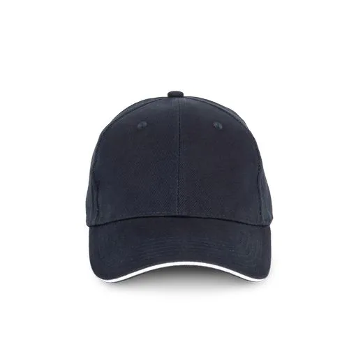 Casquette en coton biologique à sandwich contrasté – 6 panneaux blanc 1 Casquette en coton biologique à sandwich contrasté - 6 panneaux