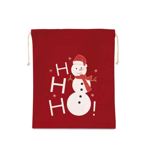 Sac coton à cordon motif bonhomme de neige