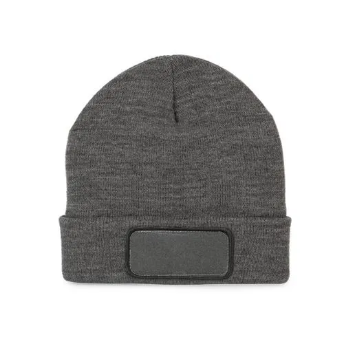 Bonnet recyclé avec patch et doublure Thinsulate™ gris chiné 1 Bonnet recyclé avec patch et doublure Thinsulate™