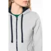 Sweat-shirt zippé capuche contrastée femme