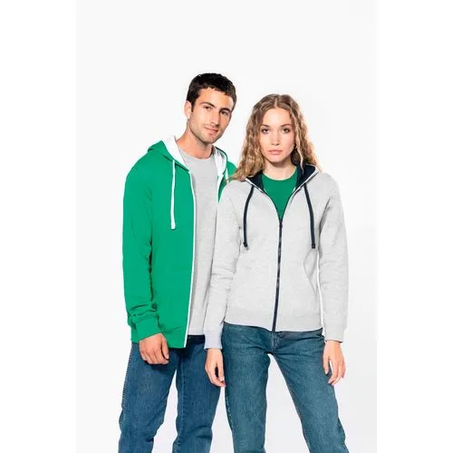 Sweat-shirt zippé capuche contrastée 4 Sweat-shirt zippé capuche contrastée