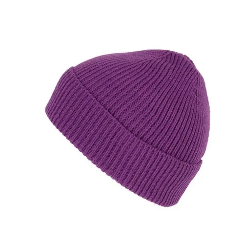 Bonnet côtelé avec revers mauve 2 Bonnet côtelé avec revers