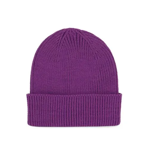 Bonnet côtelé avec revers mauve 1 Bonnet côtelé avec revers