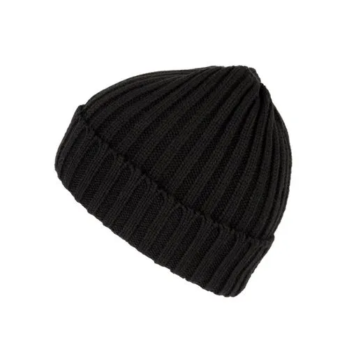 Bonnet à double côte et revers noir 2 Bonnet à double côte et revers