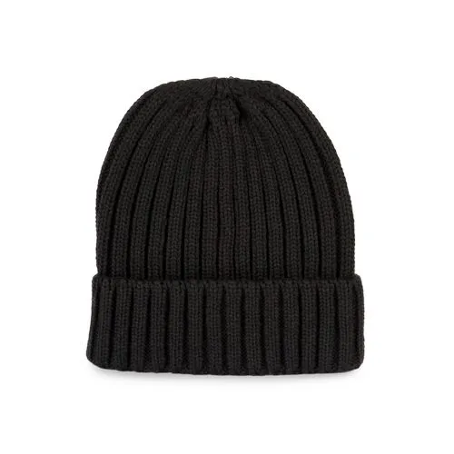 Bonnet à double côte et revers noir 1 Bonnet à double côte et revers