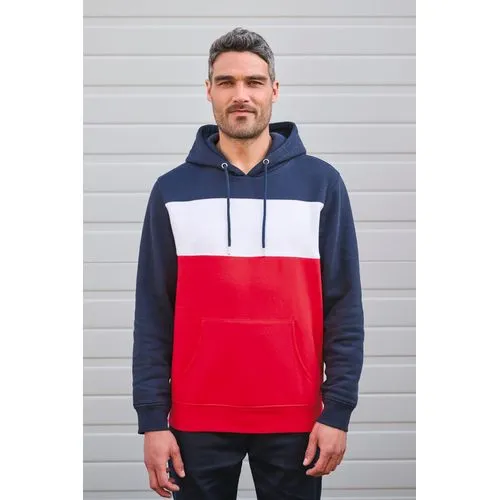 Sweat-shirt tricolore à capuche unisexe
