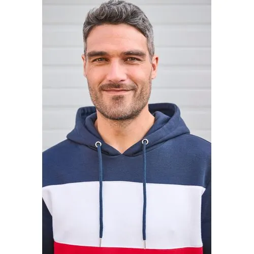 Sweat-shirt tricolore à capuche unisexe