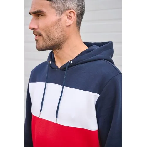 Sweat-shirt tricolore à capuche unisexe