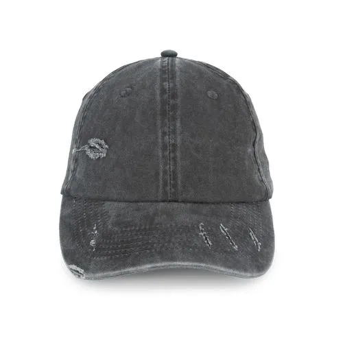 Casquette écoresponsable effet déchiré unisexe noir délavé 1 Casquette écoresponsable effet déchiré unisexe