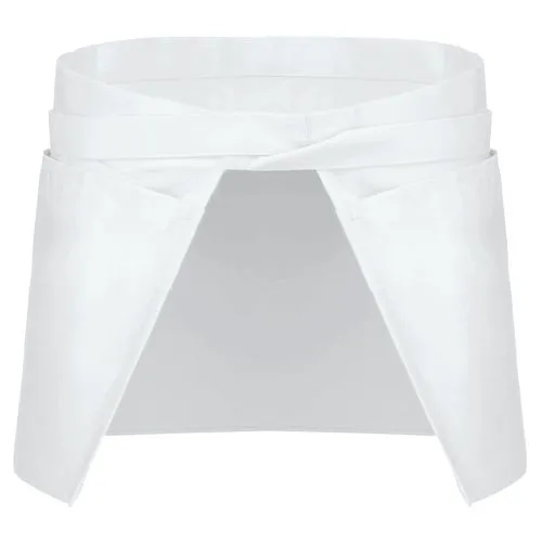Tablier polycoton court blanc 2 Tablier polycoton court