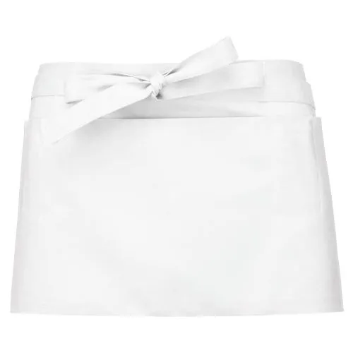 Tablier polycoton court blanc 1 Tablier polycoton court