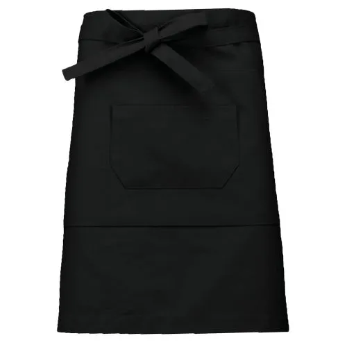 Tablier coton mi-long noir 1 Tablier coton mi-long