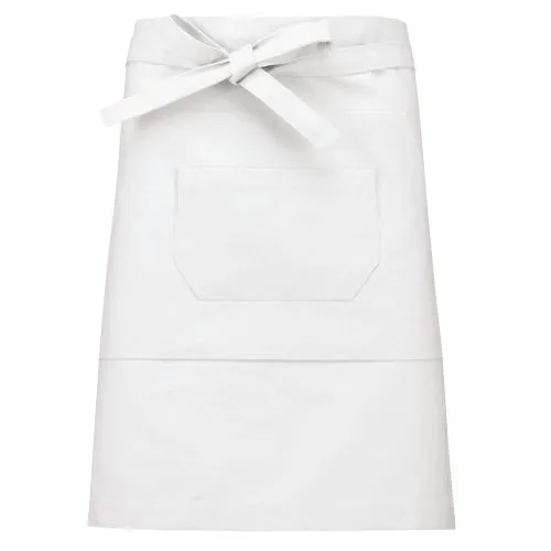 Tablier coton mi-long blanc 1 Tablier coton mi-long