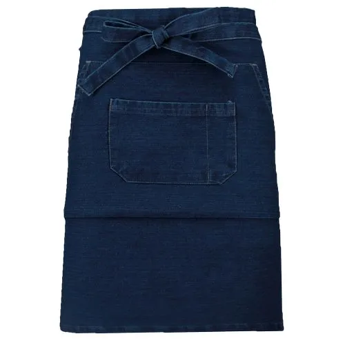 Tablier polycoton mi-long bleu denim 1 Tablier polycoton mi-long