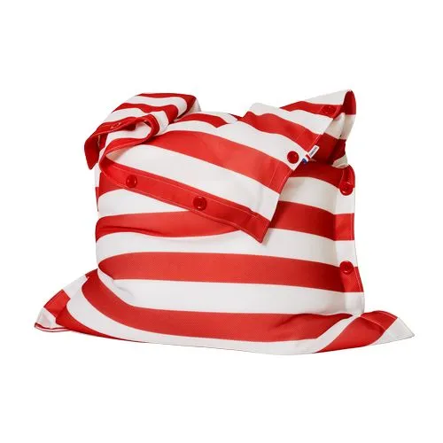 Pouf déhoussable à rayures rouge 1 Pouf déhoussable à rayures