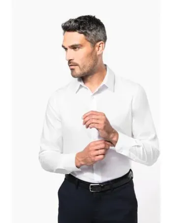 Chemise ajustée manches longues sans repassage
