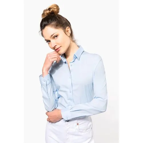 Chemise coton / élasthanne manches longues femme