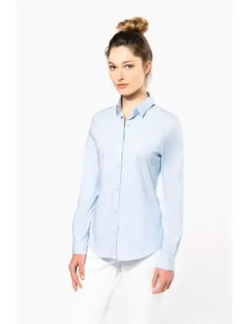 Chemise coton / élasthanne manches longues femme