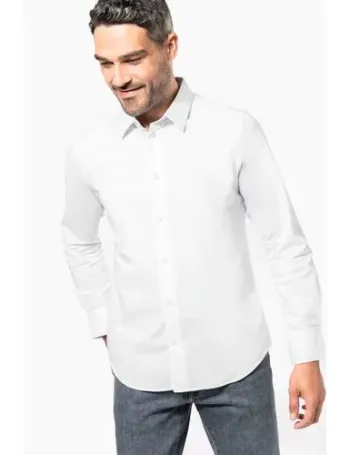 Chemise coton / élasthanne manches longues homme
