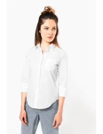 Chemise popeline polycoton manches 3/4 entretien facile femme