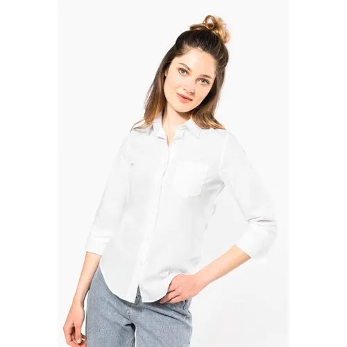Chemise popeline polycoton manches 3/4 entretien facile femme