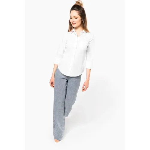 Chemise popeline polycoton manches 3/4 entretien facile femme