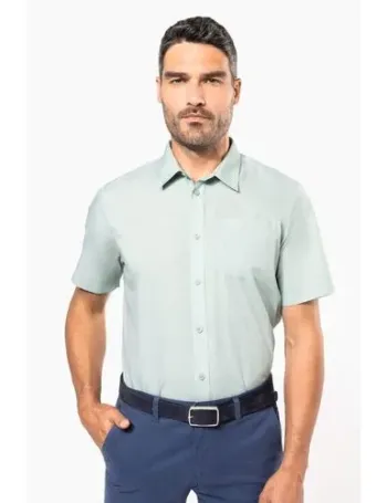 Chemise popeline polycoton manches courtes entretien facile homme