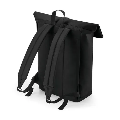 Sac à dos avec rabat roll-top en polyuréthane mat noir 2 Sac à dos avec rabat roll-top en polyuréthane mat