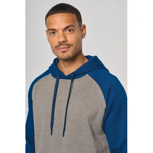 Sweat-shirt à capuche bicolore unisexe