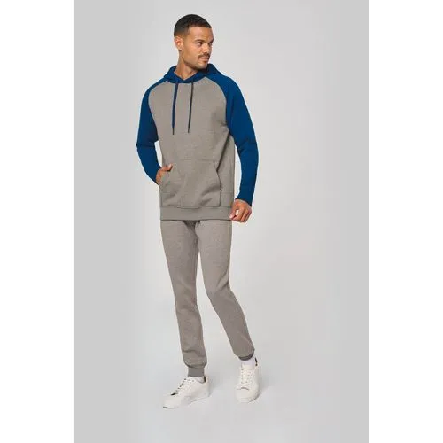 Sweat-shirt à capuche bicolore unisexe