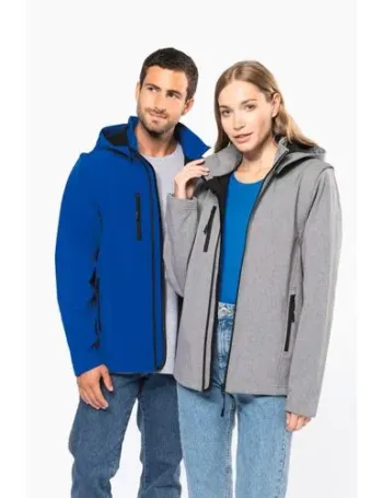 Veste Softshell 3 couches à capuche avec manches amovibles unisexe 1 Veste Softshell 3 couches à capuche avec manches amovibles unisexe