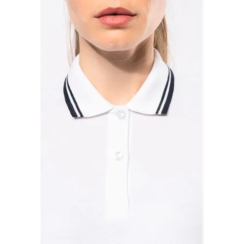 Polo femme manches courtes à liserés contrastés