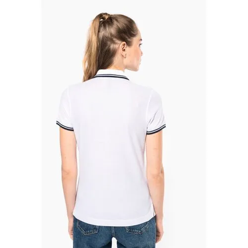 Polo femme manches courtes à liserés contrastés