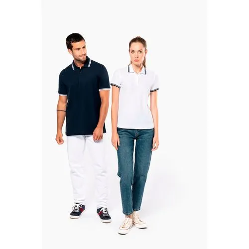Polo femme manches courtes à liserés contrastés
